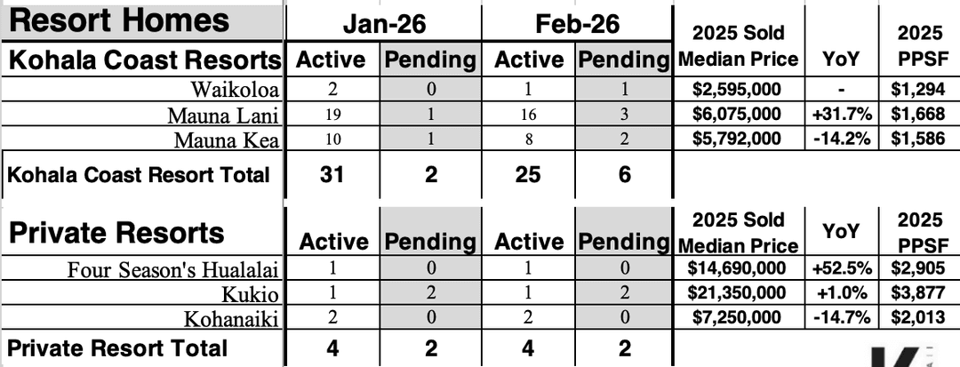 Big Island Resort Market Update Feb 2026