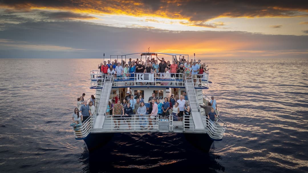 Sunset and boat. Client appreciation sunset cuise by KE Team. KE client Appreciation Sunset Cruise off Keauhou