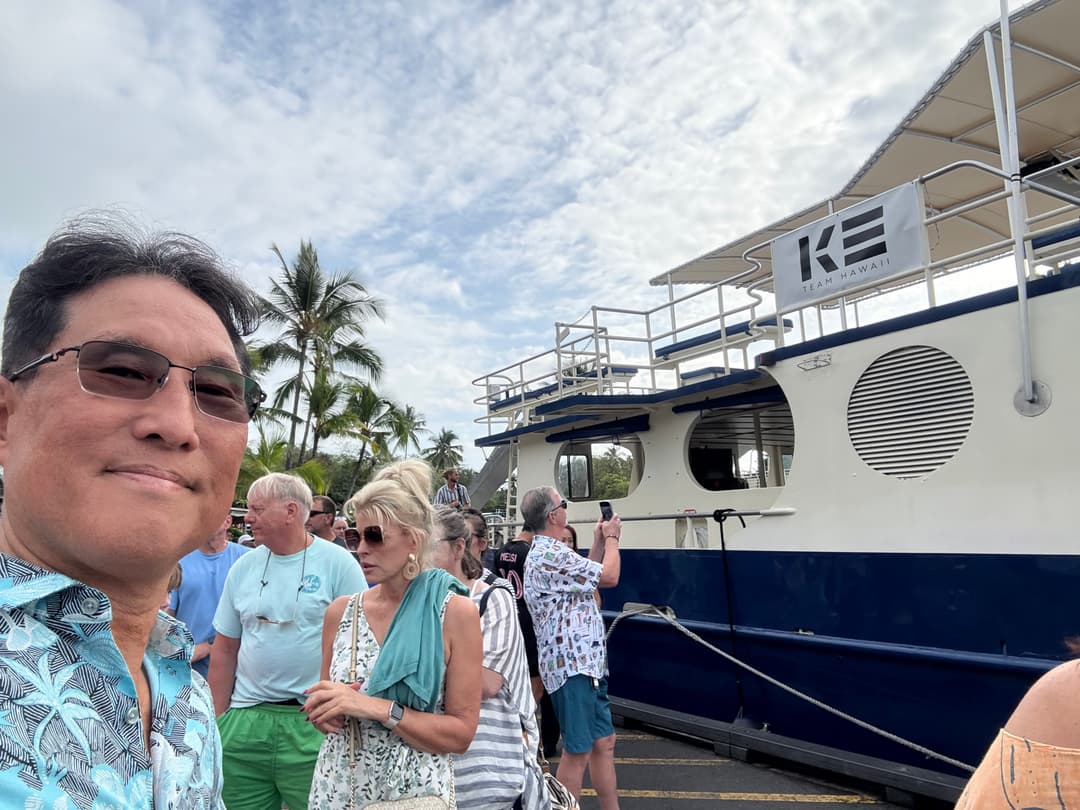 Keauhou bay with clients
