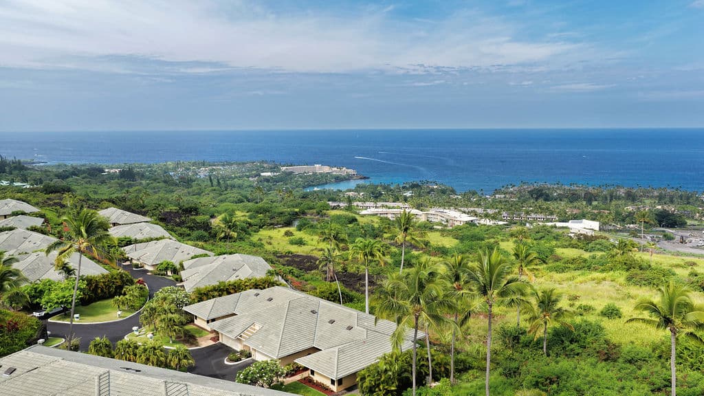 Drone photo of villa at keauhou