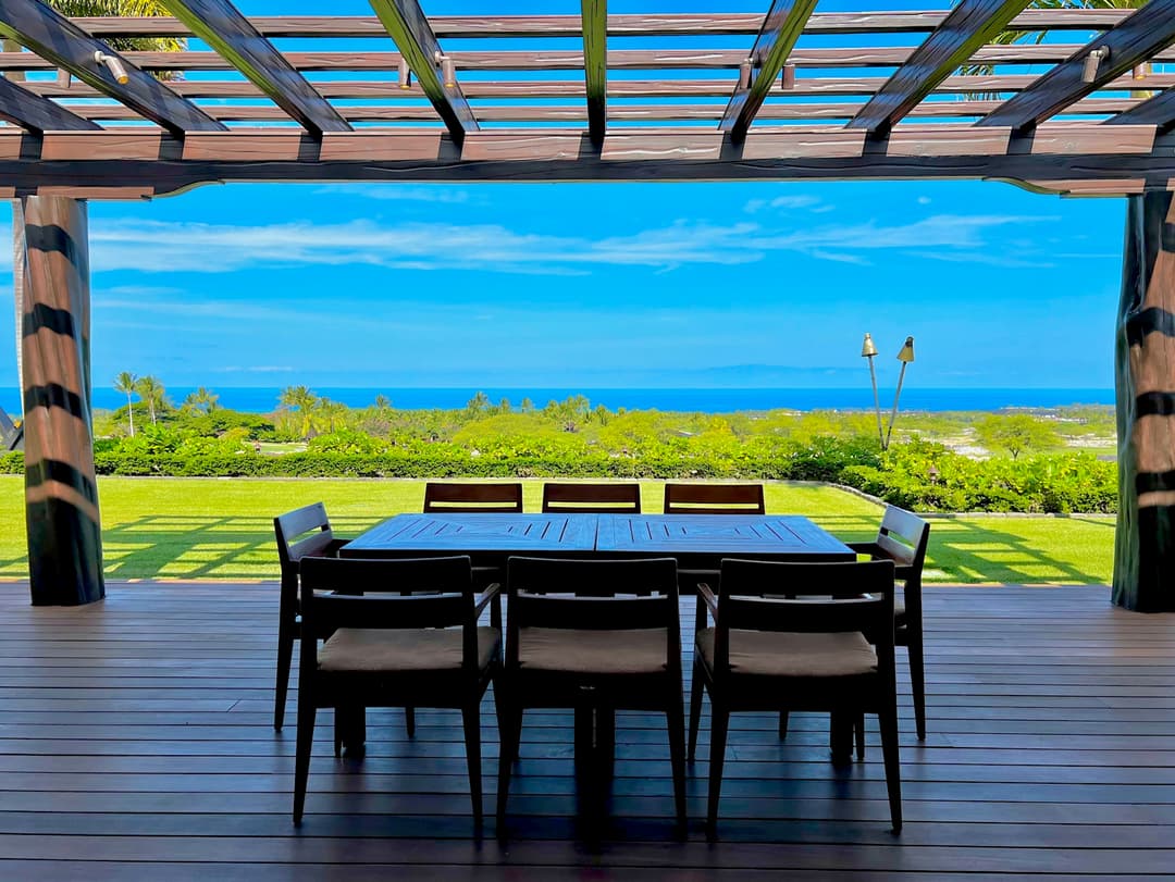 Hualalai Resort Lanai and dining table Hualalai resort Lanai