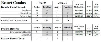 Jan 2026 Big Island Resort condo data